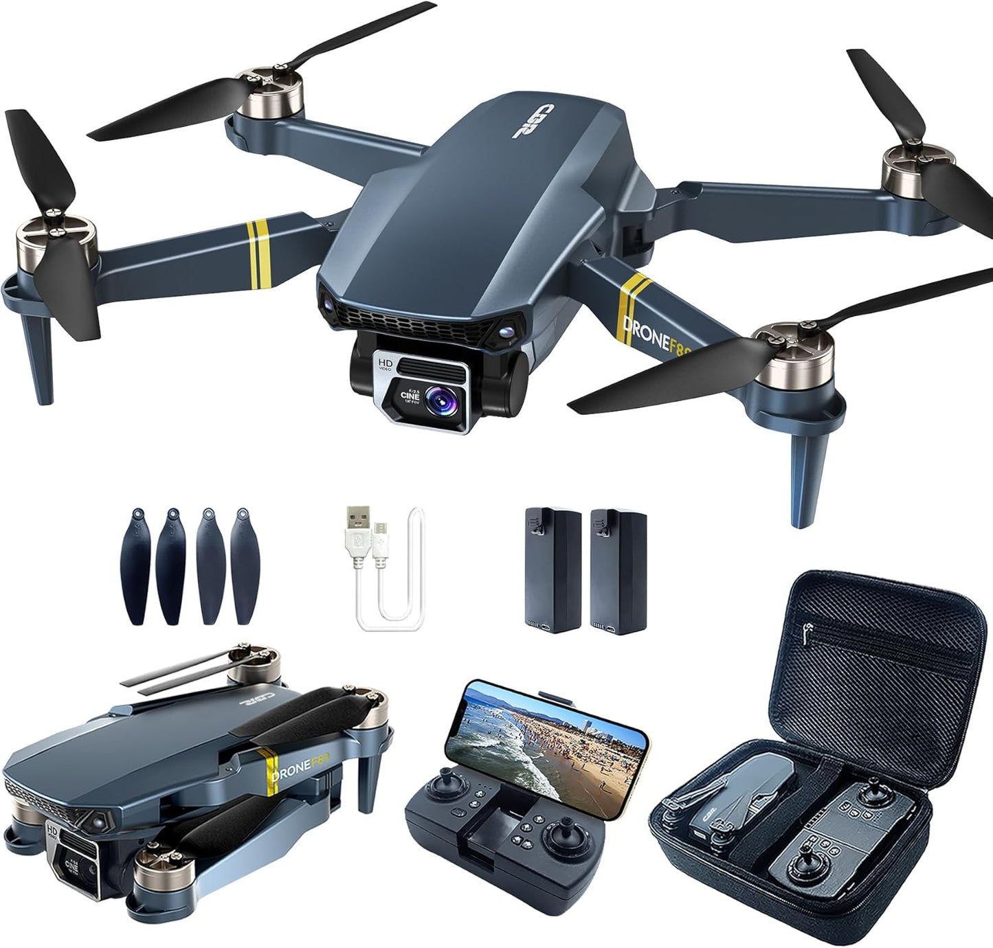 Drone con fotocamera con resistenza motore brushless Lenovo per principianti, quadricottero CHUBORY A68 WiFi FPV con fotocamera HD 2K, hover automatico, ribaltamenti 3D, modalità senza testa, volo in traiettoria, A68-DE-240312