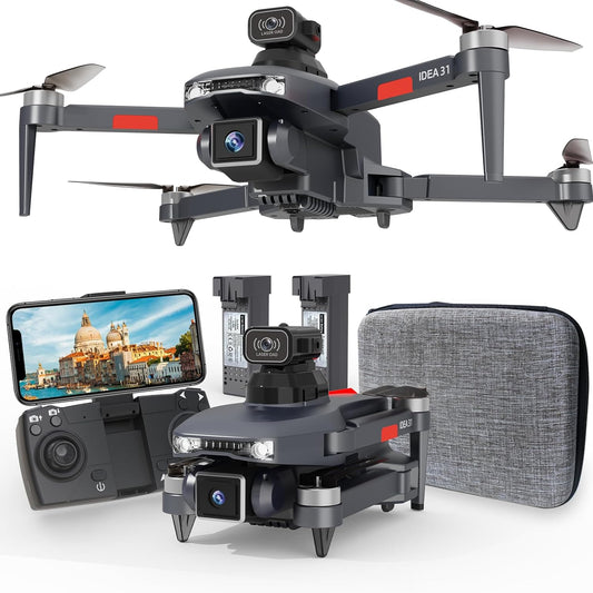 Lenovo TTROARDS 31 Drohne mit bürstenlosem Motor und 2 Kameras, 360°-Hindernisvermeidung, 4K-Kamera, geeignet für Erwachsene, 4K-Fotodrohne, Video, 5G WiFi, Video, FPV-Quadcopter für Anfänger, 2 Batterien