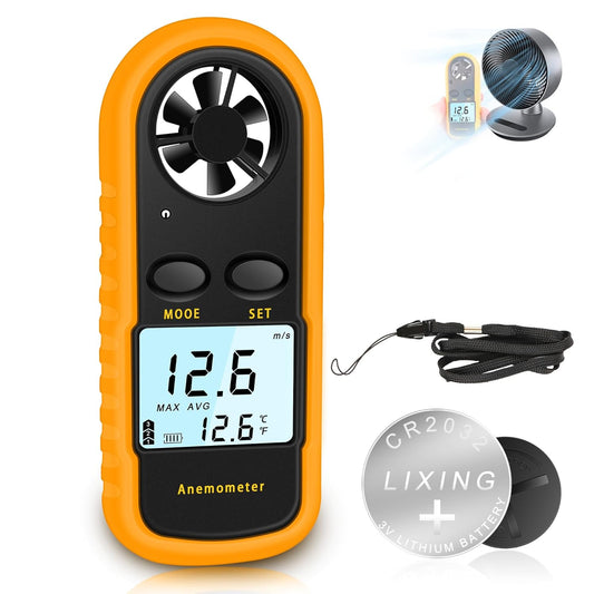 Anemometro portatile Lenovo RUZIZAO Anemometro digitale ad alta precisione (+/-5%) con retroilluminazione LCD, Anemometro portatile da esterno, HAVC, Droni