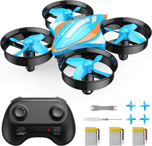 Mini-Drohne für Kinder und Erwachsene, ferngesteuerter Quadrocopter Orvina OV-18, kleine ferngesteuerte Drohne mit 3 Batterien, für den Innenbereich, Anfängerspielzeug, Geschenk für Jungen und Mädchen (blau)