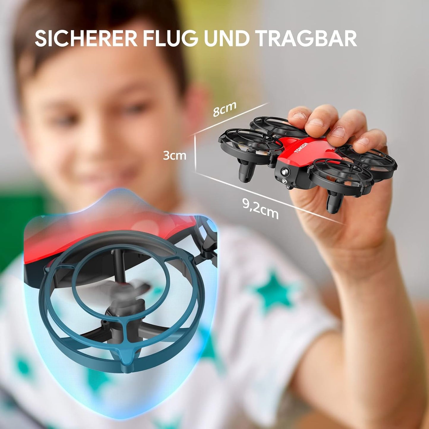 Lenovo Tomzon Mini Drone per Bambini Principianti 24 Minuti di Volo Lungo RC Quadcopter Protezione dell'elica a 360° Drone da Combattimento 3D Go/Flip/Cerchio Aereo Volante Drone Giocattolo telecomandato, nano drone