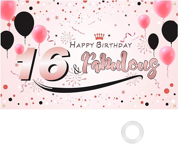 16th birthday background banner