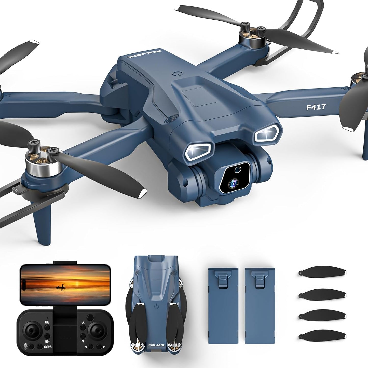 Dronă Lenovo cu motor fără perii cu cameră dublă pentru adulți, drone cu cameră reglabilă 1080P, Quadcopter WiFi FPV RC 5GHz cu poziționare a fluxului optic pentru începători, flip-uri 3D, 2 baterii