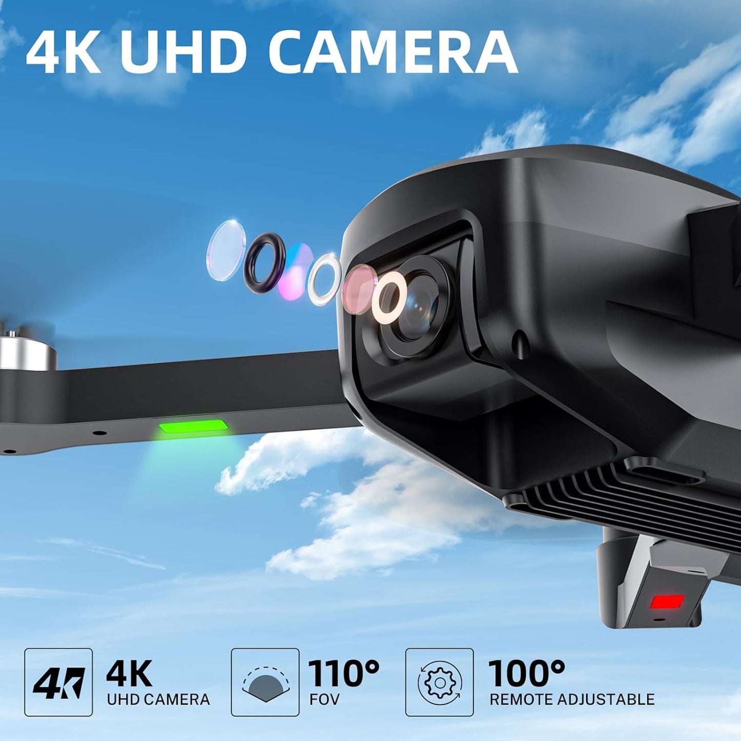 Lenovo GPS HANNWIW H330S Drone con cámara 4k para adultos, RC Quadcopter 5G FPV Transmisión, Menos de 249g, Motor sin escobillas, Largo alcance, Giro inteligente, Flujo óptico, Modo seguimiento Drone para principiantes