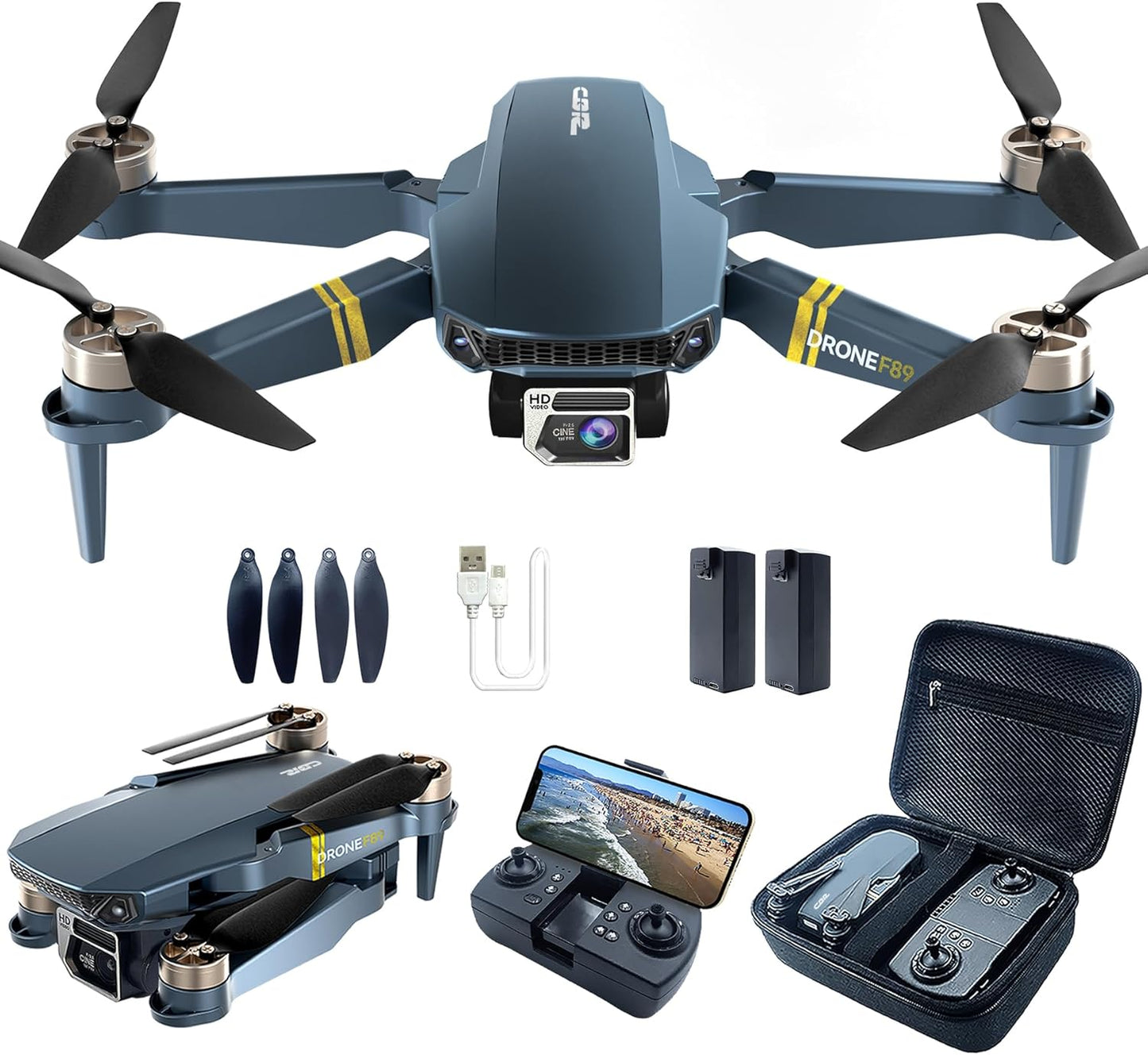 Lenovo Quadcopter Super Endurance, bürstenlose, faltbare Drohne für Anfänger – 40+ Minuten Flugzeit, FPV-WLAN-Drohne mit 120°-Weitwinkel, 2K-HD-Kamera, bürstenloser Motor, Follow Me, Dual-Kameras (2 Batterien)