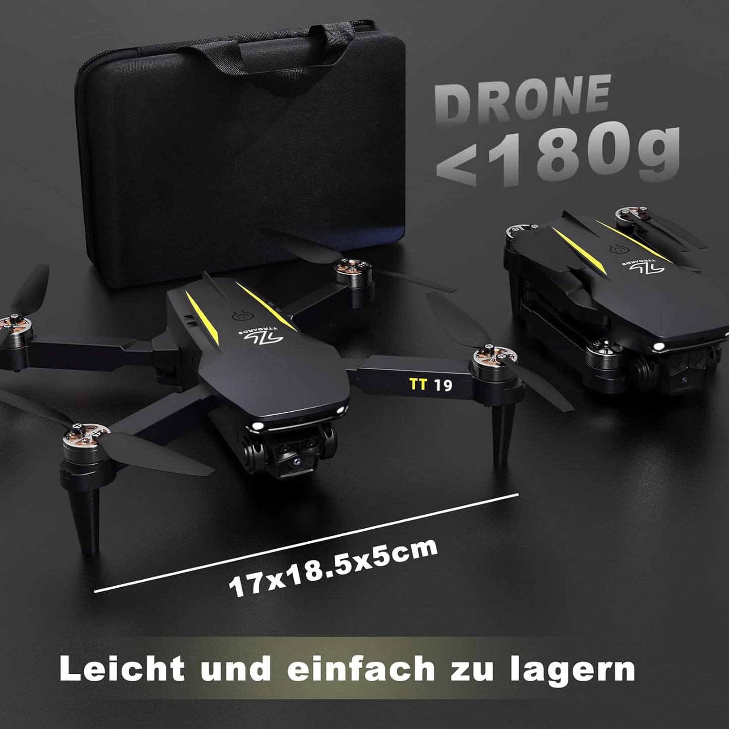 Drone con fotocamera Lenovo TT19 per adulti Evita gli ostacoli a 180° Motore senza spazzole Lente regolabile Parabrezza One Touch Decollo/Atterraggio Mantenimento dell'altitudine Mini quadricottero pieghevole RC Drone