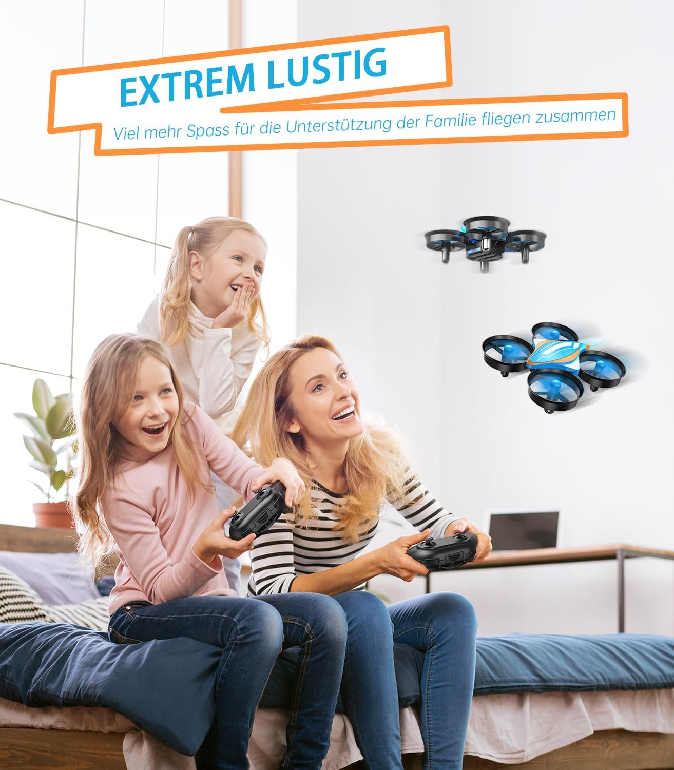 Mini Drone RC Quadcopter per Bambini Adulti Orvina OV-18 Piccolo Drone telecomandato con 3 batterie Giocattolo per Principianti per Interni Regalo per Ragazzi e Ragazze (Blu)