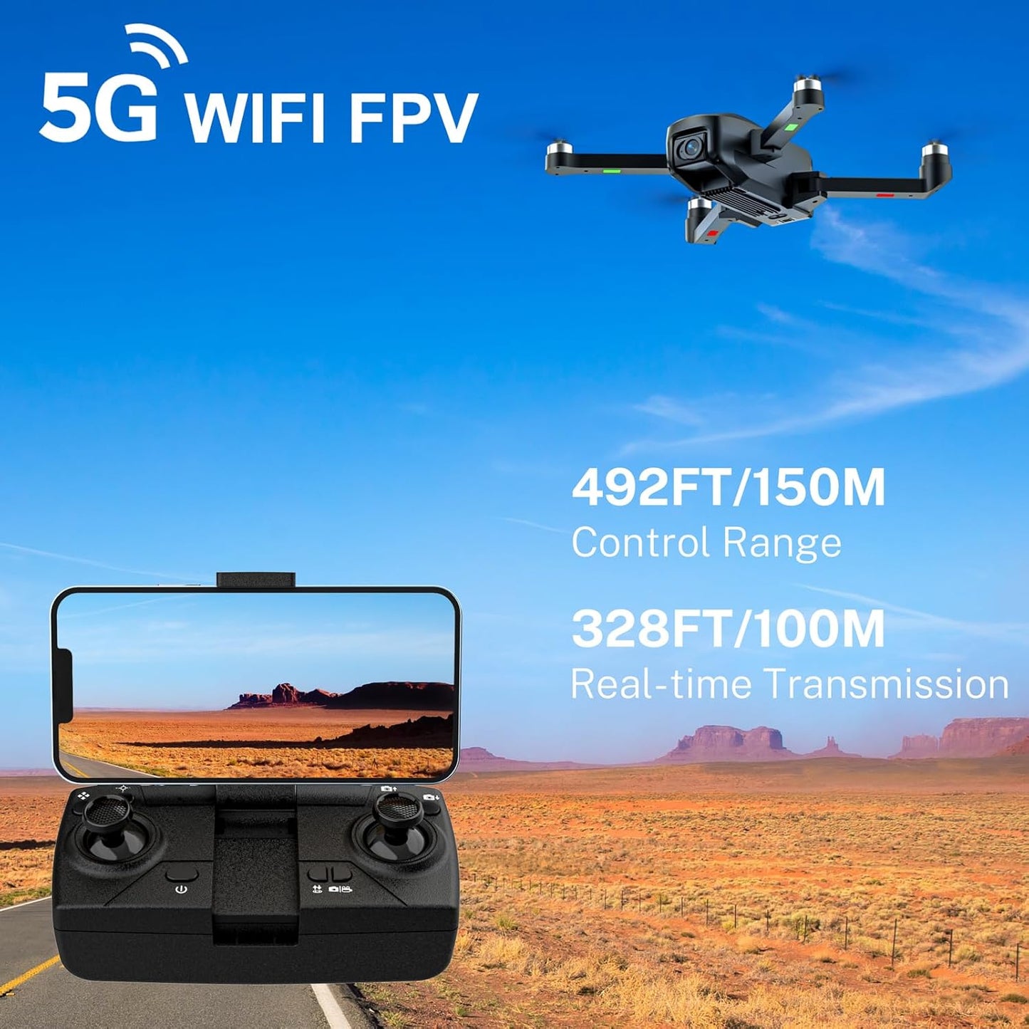 Dronă Lenovo HANNVIW H330 cu cameră 4K, dronă WiFi 5G FPV pentru adulți, începători, copii, flux optic 2 camere, motor fără perii, menținere altitudine, flip 3D, cu 2 baterii 30 minute