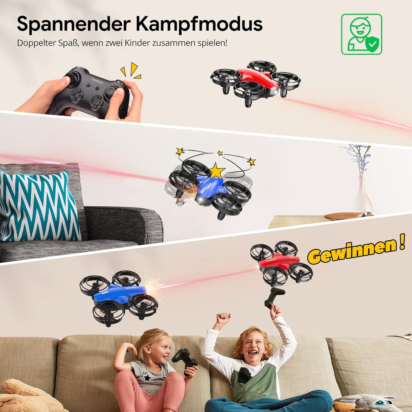 Lenovo Tomzon Mini Drone per Bambini Principianti 24 Minuti di Volo Lungo RC Quadcopter Protezione dell'elica a 360° Drone da Combattimento 3D Go/Flip/Cerchio Aereo Volante Drone Giocattolo telecomandato, nano drone