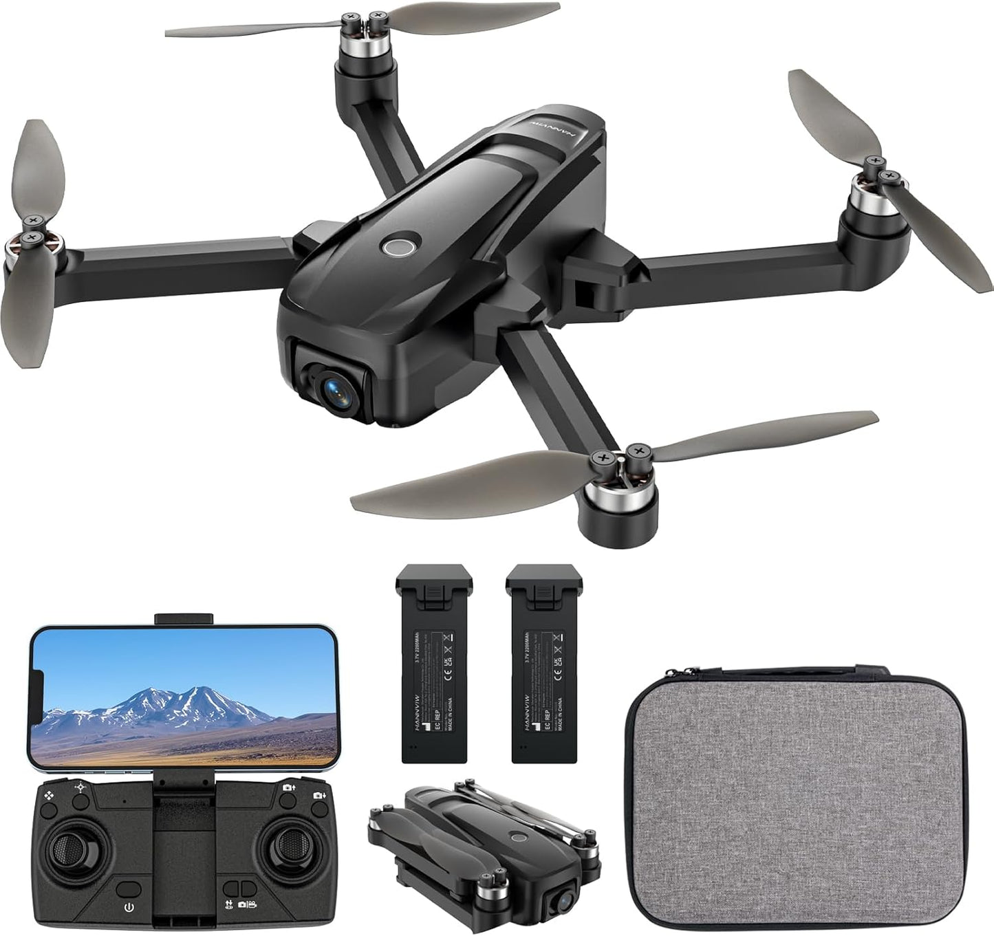 Dronă Lenovo HANNVIW H330 cu cameră 4K, dronă WiFi 5G FPV pentru adulți, începători, copii, flux optic 2 camere, motor fără perii, menținere altitudine, flip 3D, cu 2 baterii 30 minute