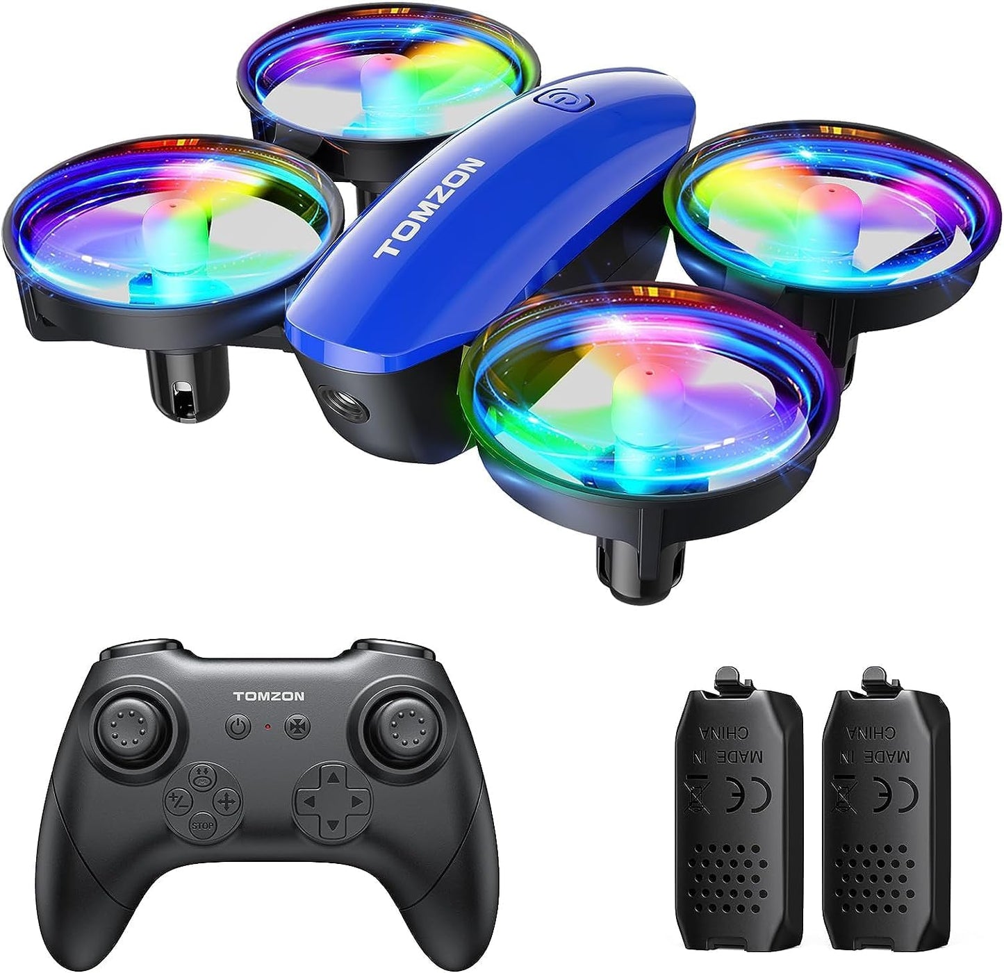 Lenovo Tomzon Mini Drone per Bambini, Elicottero Telecomandato con Luce LED, Quadricottero RC a Lungo Tempo di Volo con Protezione dell'Elica, 3D Go/Flip Throw/Ruota/Volo in Cerchio, Mini Drone da Interno per Principianti Blu