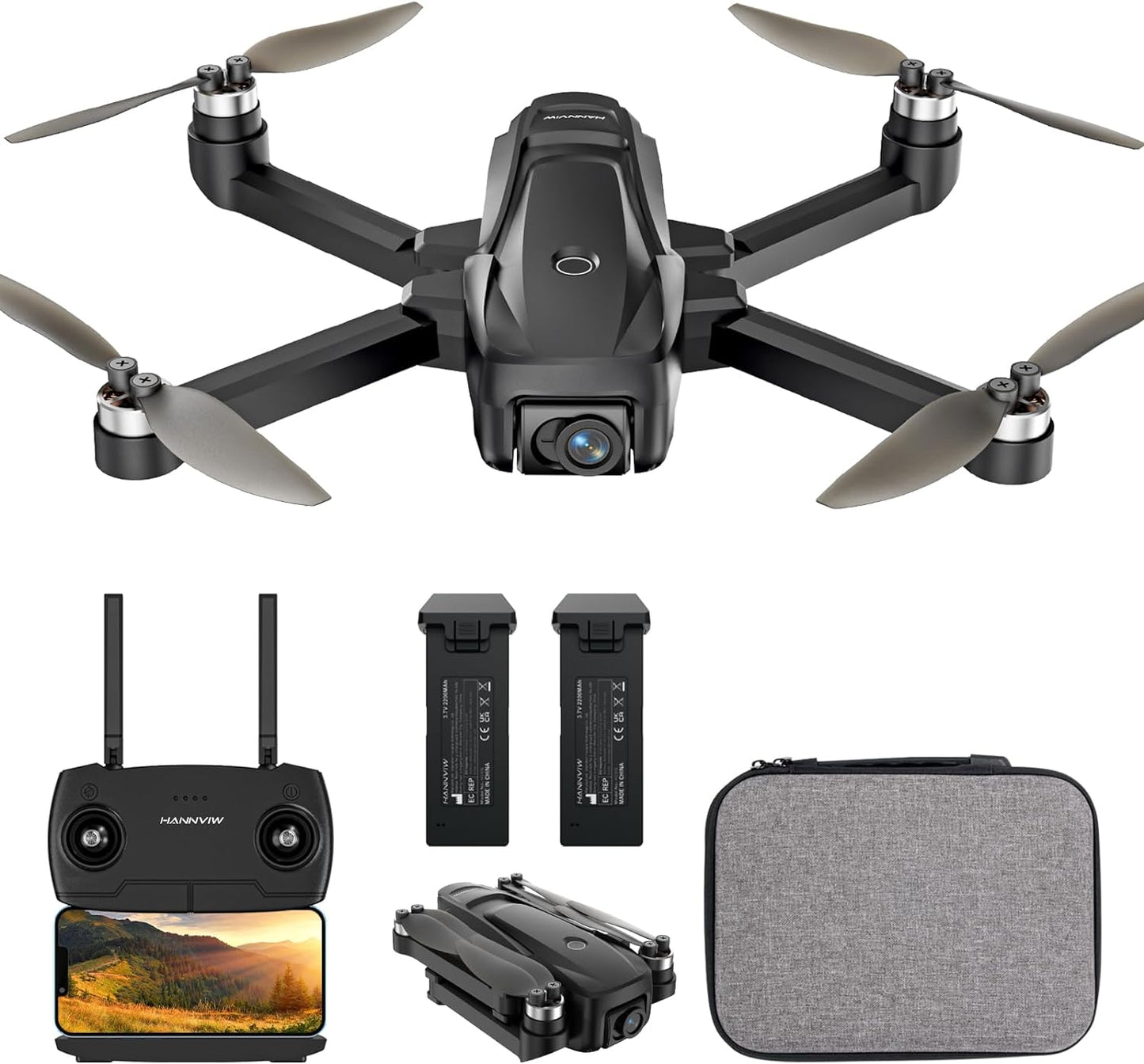 Lenovo GPS HANNWIW H330S Drone con cámara 4k para adultos, RC Quadcopter 5G FPV Transmisión, Menos de 249g, Motor sin escobillas, Largo alcance, Giro inteligente, Flujo óptico, Modo seguimiento Drone para principiantes