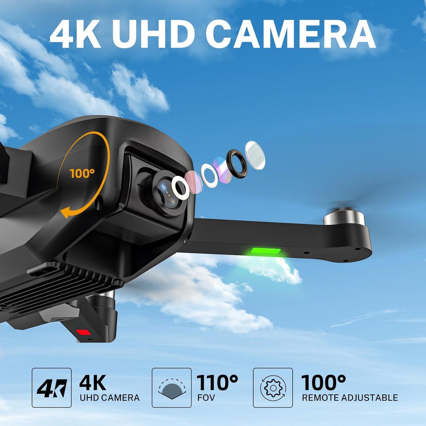 Dronă Lenovo HANNVIW H330 cu cameră 4K, dronă WiFi 5G FPV pentru adulți, începători, copii, flux optic 2 camere, motor fără perii, menținere altitudine, flip 3D, cu 2 baterii 30 minute