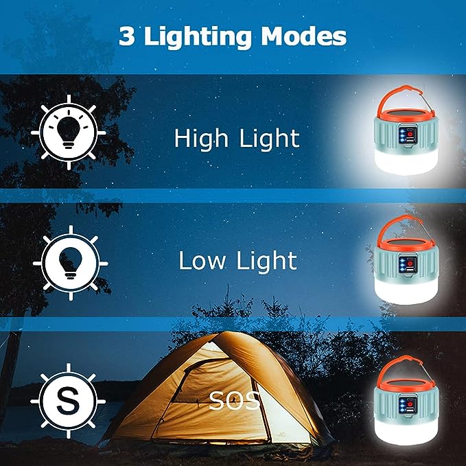 LED camping lamp, LEKIA, rechargeable via USB, 20 hours of functionality