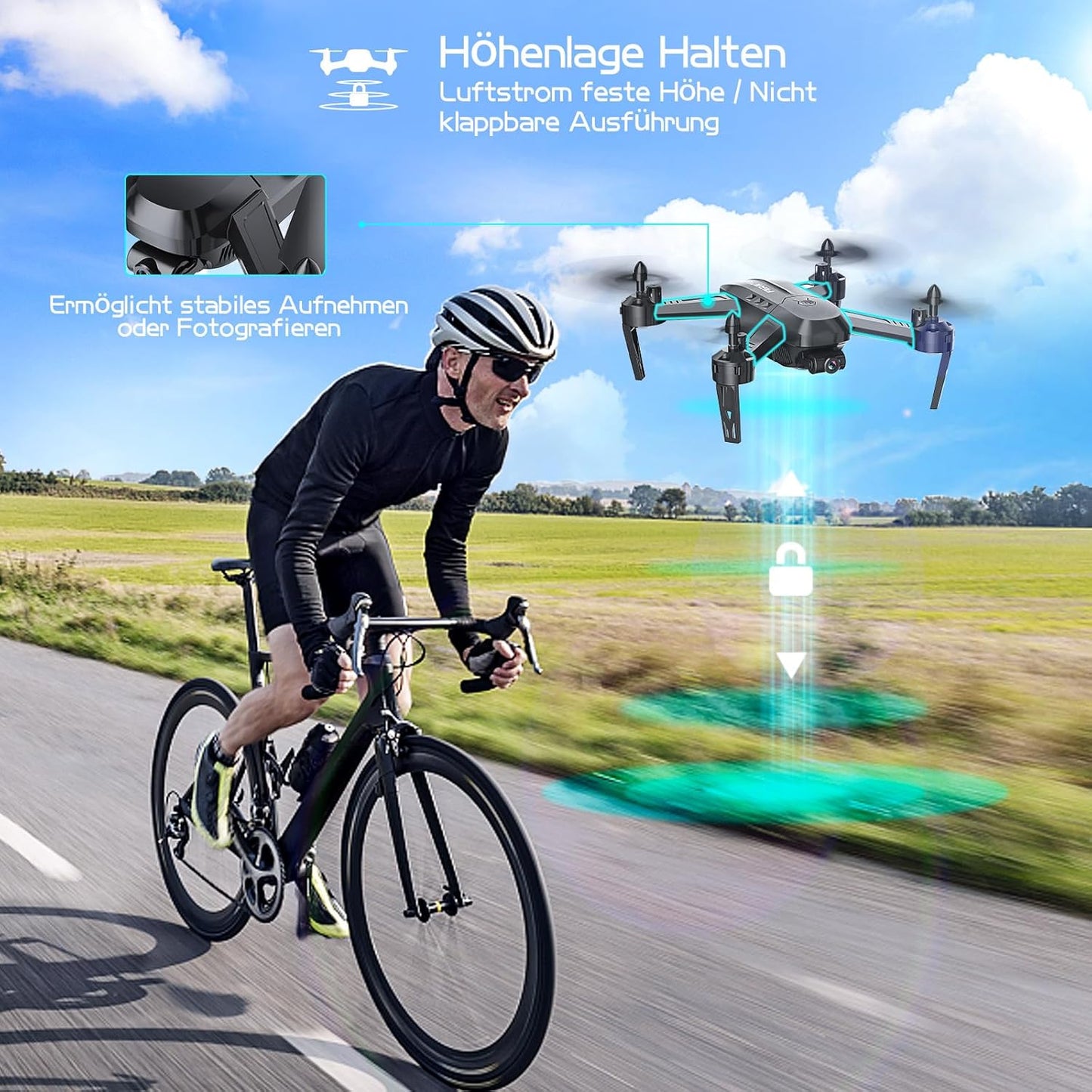 Lenovo Wipkviey T6 Drohne mit 1080P HD-Kamera, FPV RC Quadcopter mit 2,4 G WiFi Transport Live-Video, Höhenhaltung, Headless-Modus, für Erwachsene Anfänger, 2 Batterien, Flugzeit 28–32 Minuten