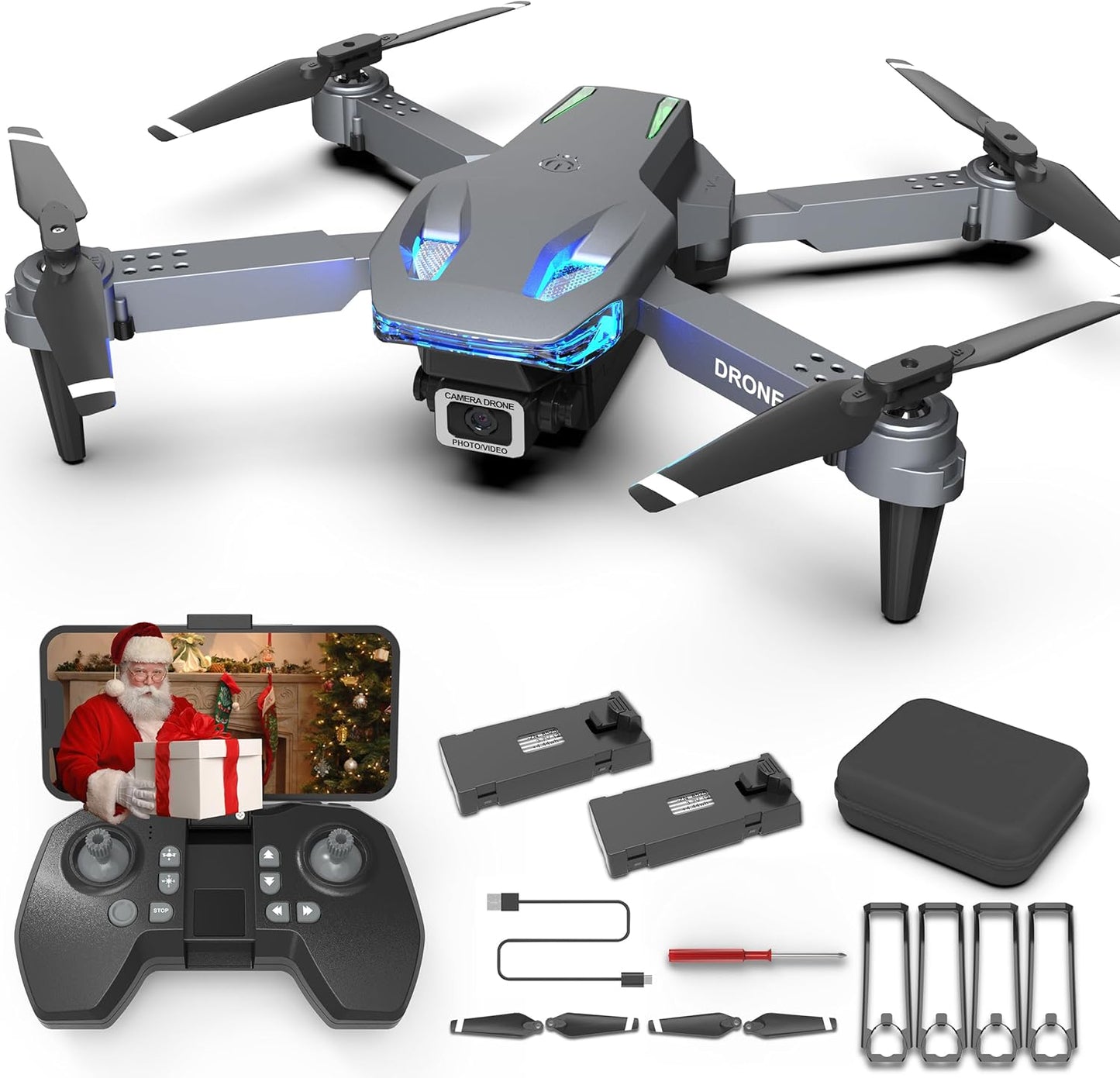 Lenovo Wipkviey T28 Kameradrohne für Anfänger, faltbarer Quadrocopter für Erwachsene, RC FPV-Drohnen mit 3D-Flips/Höhenhaltung/Gesten-Selfie/Wegpunktflug, Geschenke für Kinder, Jungen/Mädchen, 2 Batterien