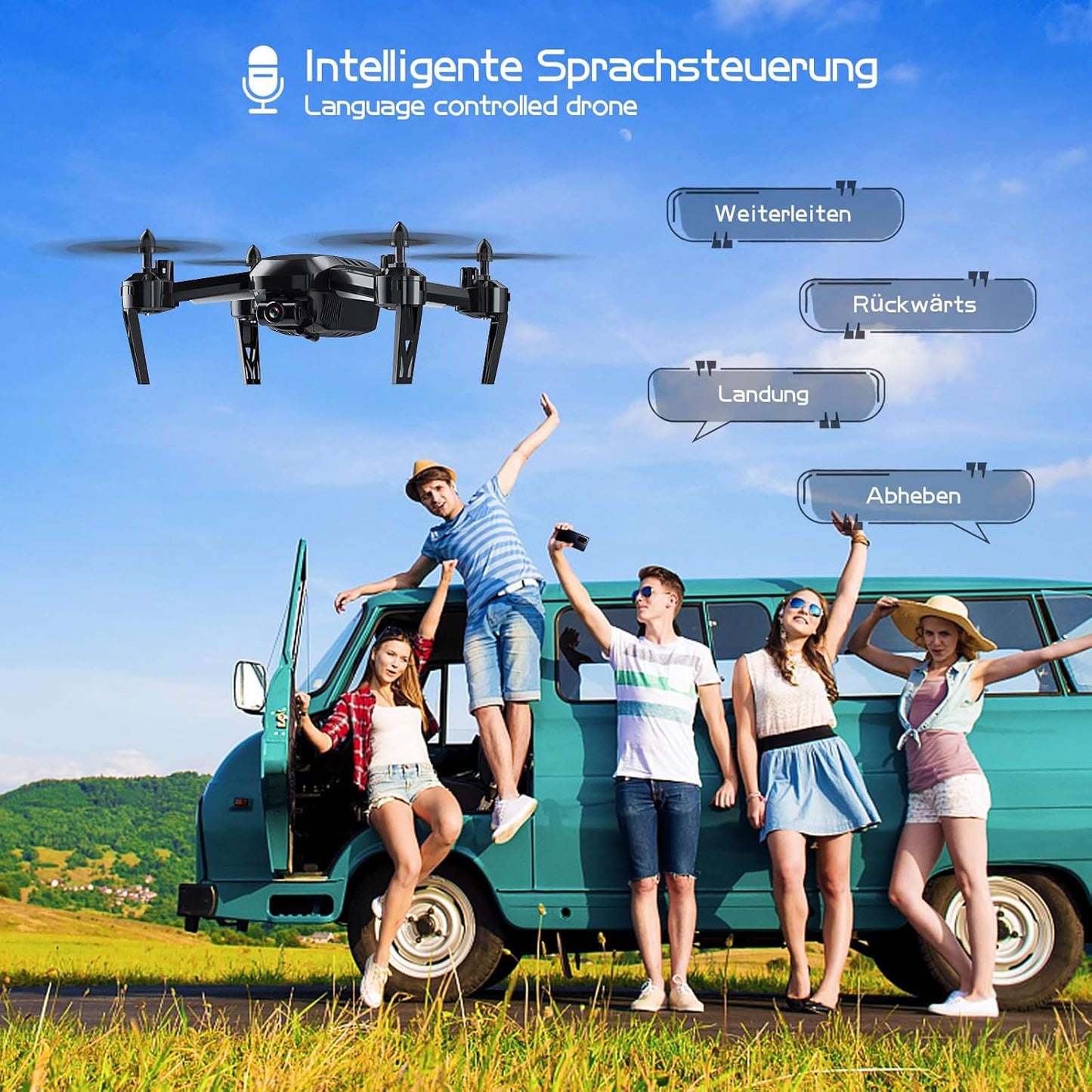 Lenovo Wipkviey T6 Drohne mit 1080P HD-Kamera, FPV RC Quadcopter mit 2,4 G WiFi Transport Live-Video, Höhenhaltung, Headless-Modus, für Erwachsene Anfänger, 2 Batterien, Flugzeit 28–32 Minuten