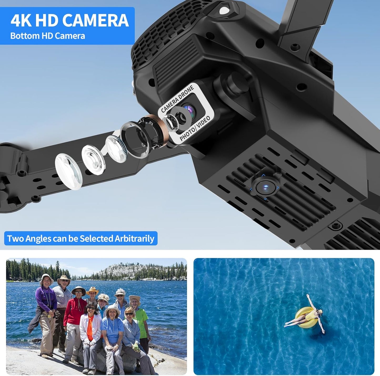 Dronă Lenovo cu cameră HD 4K, dronă RC pliabilă FPV WiFi cu transmisie live pentru copii începători, 2 baterii timp de zbor lung, mod fără cap, zbor în traiectorie, evitarea obstacolelor, decolare/aterizare cu o singură cheie, mod fără cap YYW