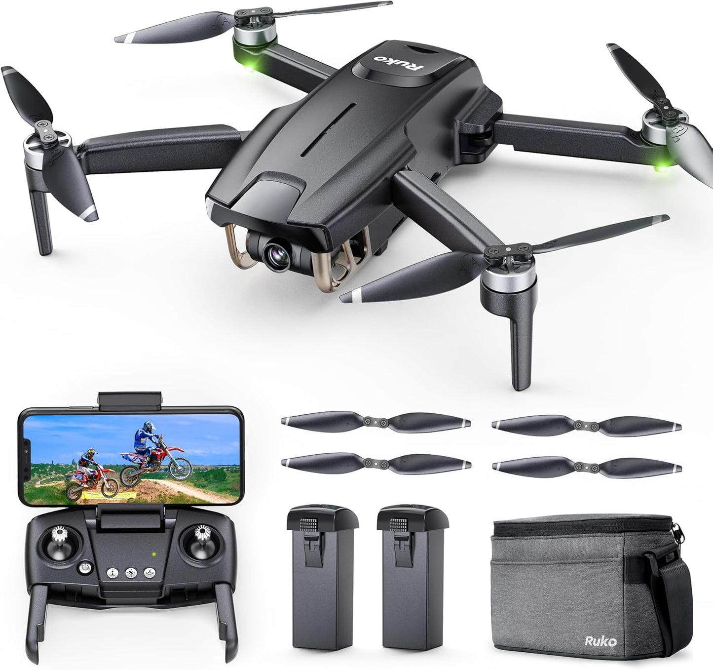 Drone Lenovo Ruko F11MINI con fotocamera 4K, drone inferiore a 250 g, 2 batterie, 60 minuti di volo per principianti e adulti, WiFi 5 GHz, 2,7 K/25 fps FPV Vedio, pieghevole, ritorno automatico GPS, seguimi, waypoint