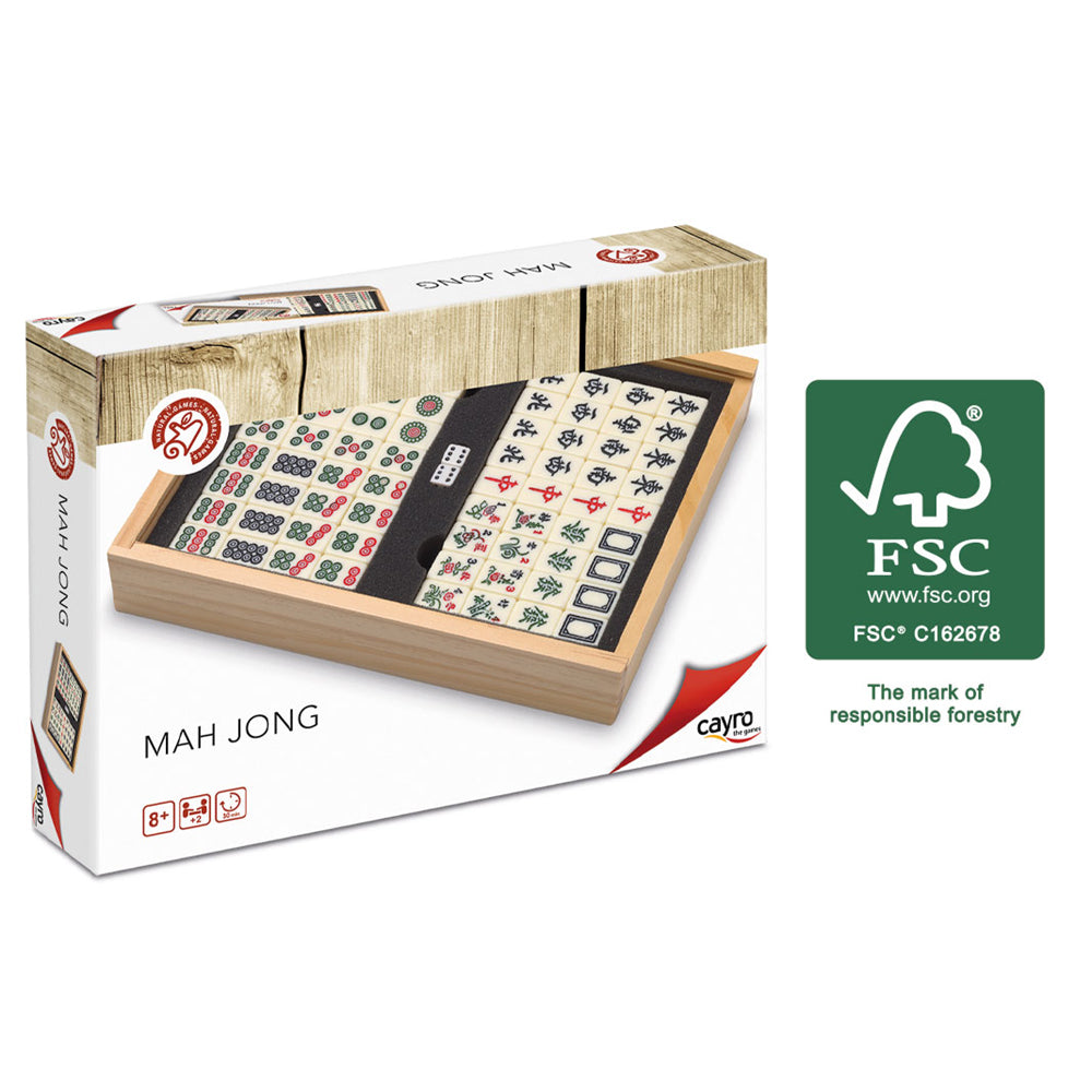 Игра Mah Jong Cayro, с дървена кутия, зарове и 144 камъка