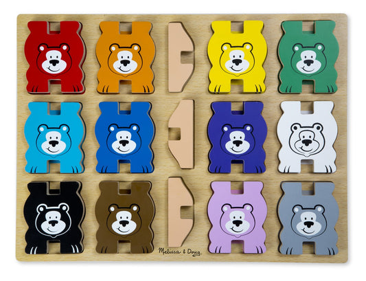 Wooden puzzle in relief Melissa and Doug colorful bears