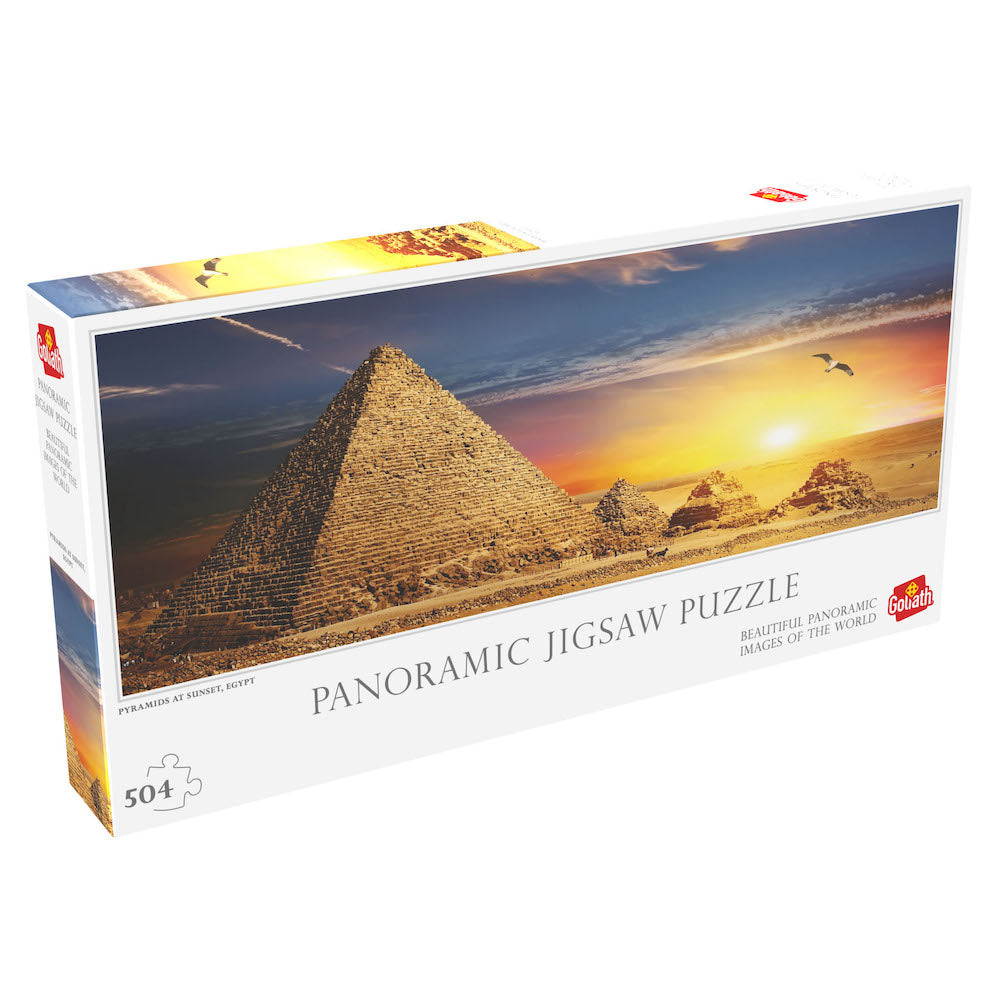 Puzzle Panorámico - Pirámides de Egipto al atardecer, 504 piezas - Goliat