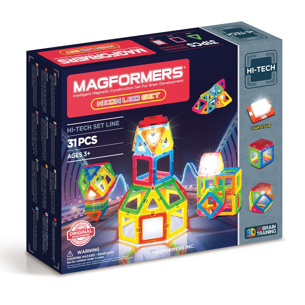 Mágneses építőjáték Magformers Neon Led Set - Neon lámpák, 31 db