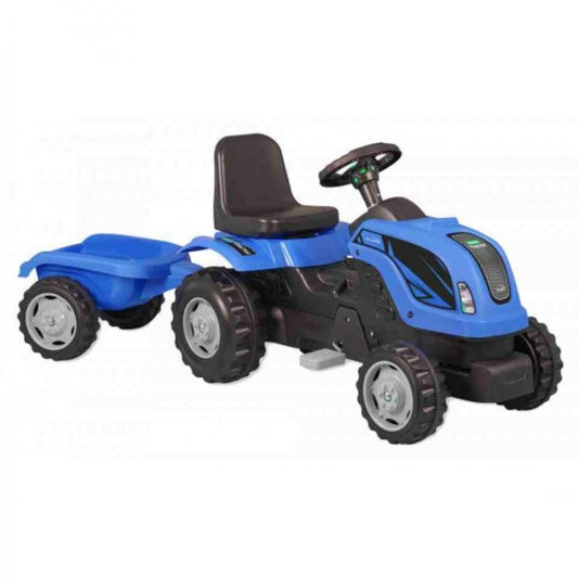 Blue Micromax MMX pedálos traktor és pótkocsi