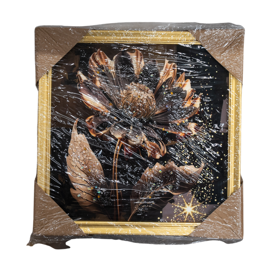 Picture with golden frame, decorated with a flower - 1 pc