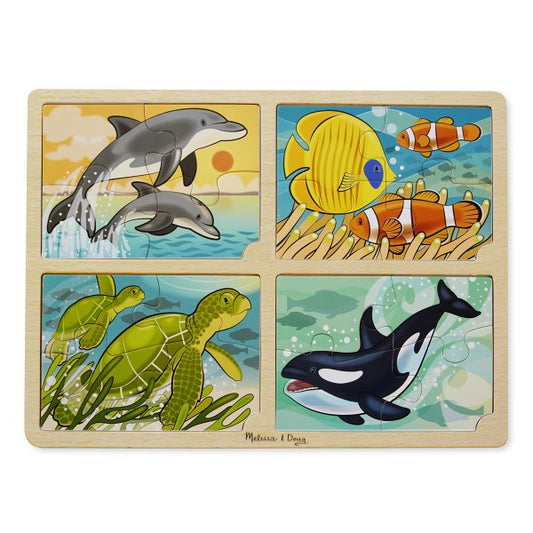 Set di 4 puzzle in legno Vita marina