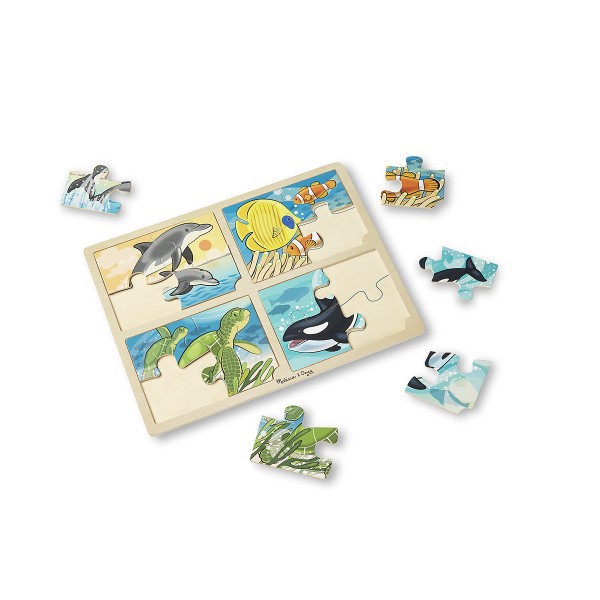 Set di 4 puzzle in legno Vita marina