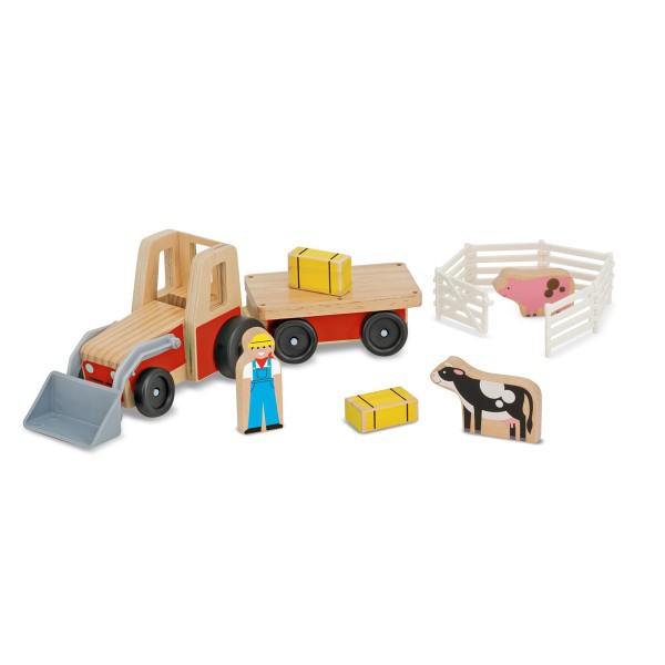 Wooden Excavator playset with trailer