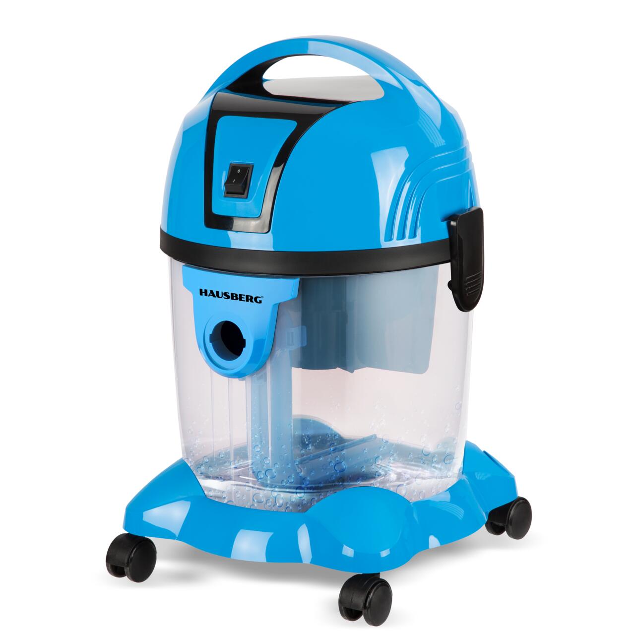 Aspirapolvere con filtraggio dell'acqua Hausberg HB-2830BL, Cuter 2200W, Capacità 18L, Livello di rumore 81dB, Filtro lavabile, Tubo metallico telescopico, Blu