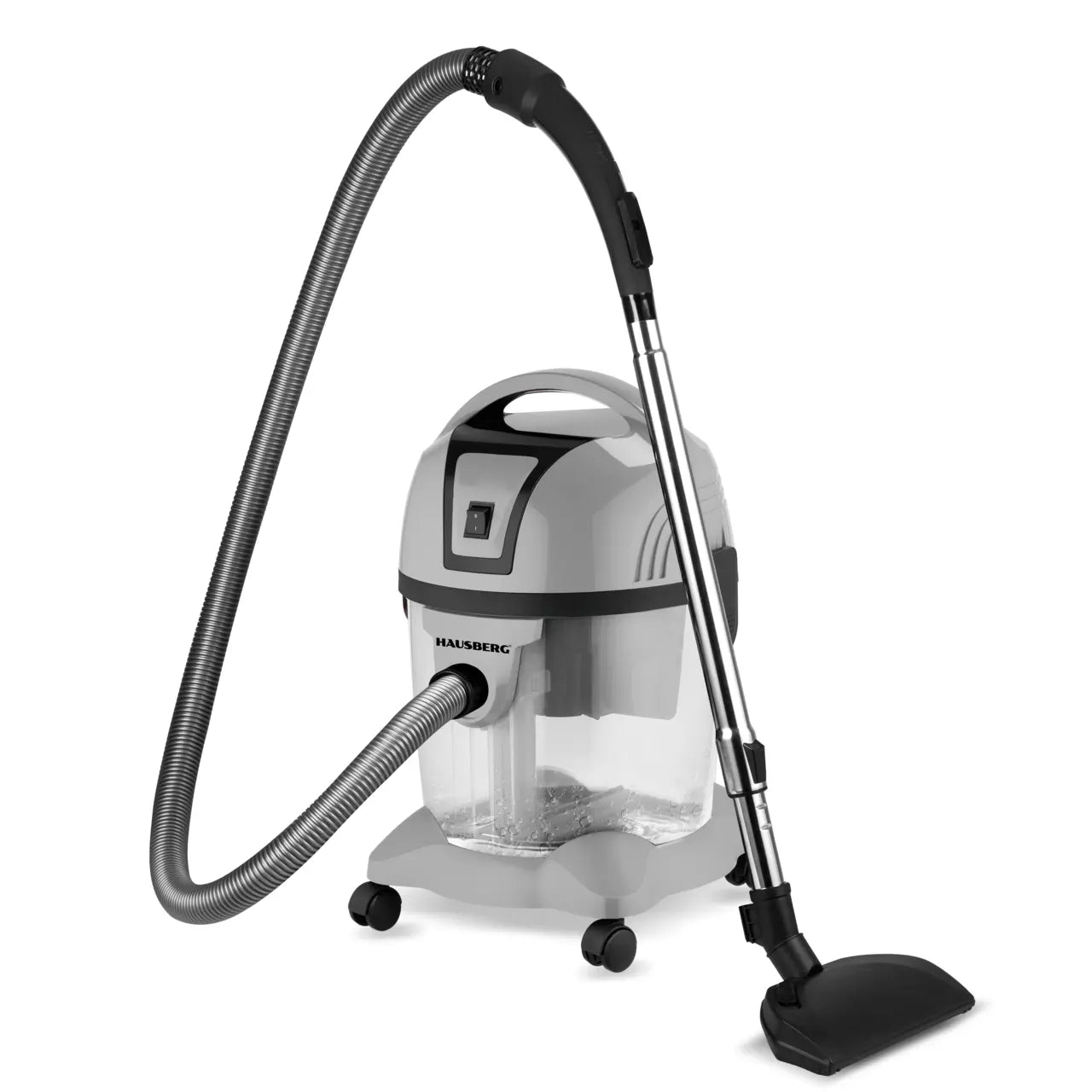 Aspirapolvere con filtraggio dell'acqua Hausberg HB-2830GR, Cuter 2200W, Capacità 18L, Livello di rumore 81dB, Filtro lavabile, Tubo metallico telescopico, Grigio