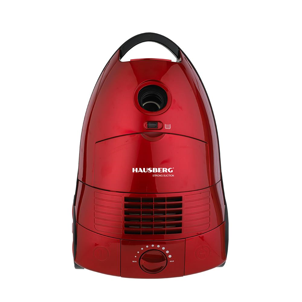 Aspirapolvere con sacco Hausberg HB-2870RS, potenza 1600-2000W, capacità 4l, protezione surriscaldamento, indicatore pieno di polvere, Rosso