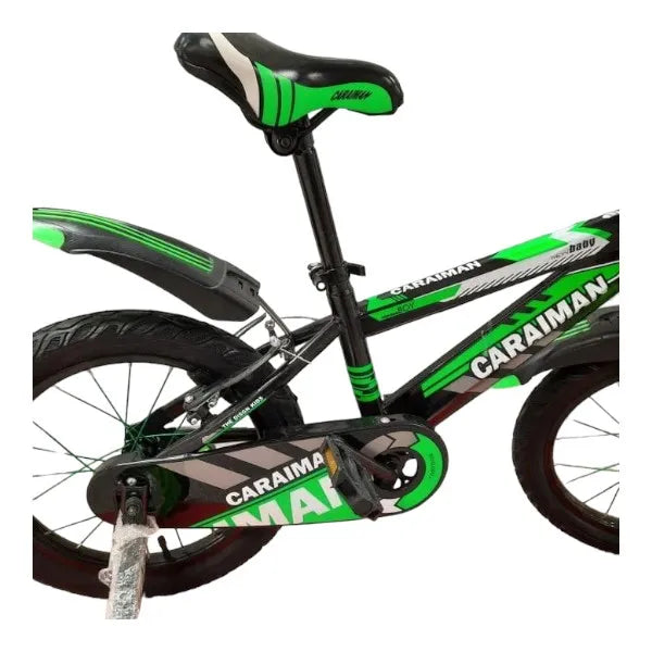 Bicicleta CARAIMAN 16BJV, Verde, 16 Pulgadas, Ruedas Auxiliares, Ruedas Guardabarros 