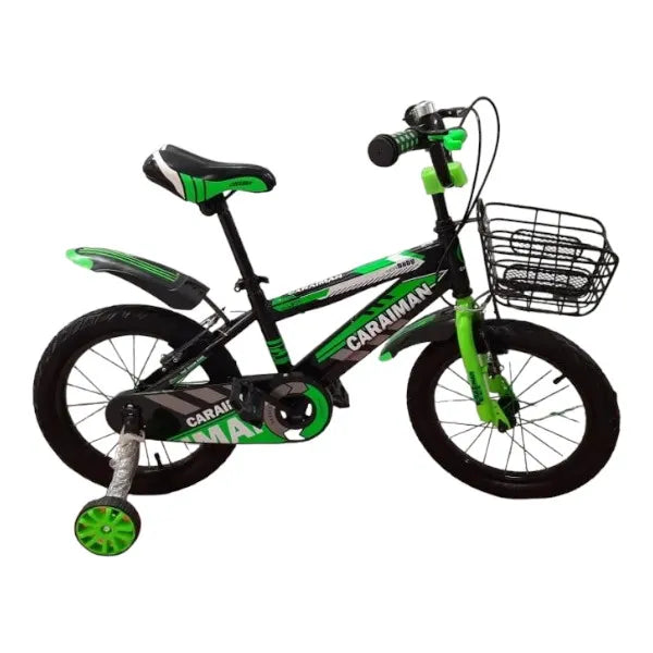 Bicicleta CARAIMAN 16BJV, Verde, 16 Pulgadas, Ruedas Auxiliares, Ruedas Guardabarros 