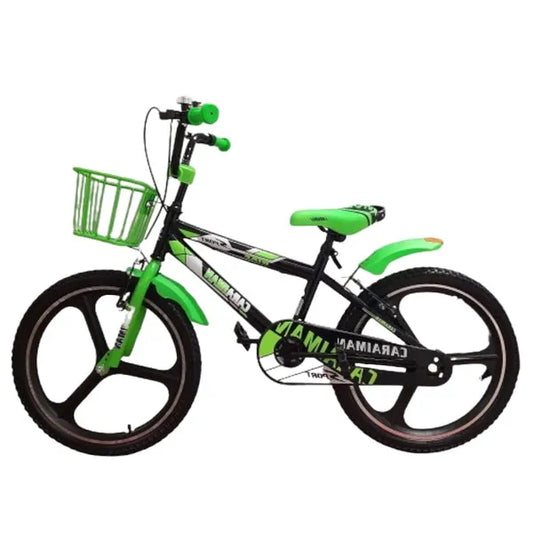 Bicicleta CARAIMAN 20BT, NEGRO-VERDE, 20 pulgadas, Cesta, para 6-12 años