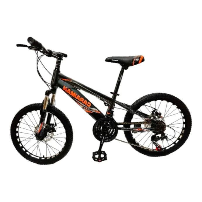 Bicicleta CARAIMAN 20MLD Nuevo Modelo, Gris Oscuro-Naranja, para 7-12 años, con Freno de Disco, 21 velocidades