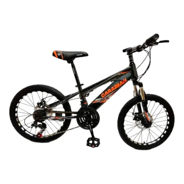 Bicicleta CARAIMAN 20MLD Nuevo Modelo, Gris Oscuro-Naranja, para 7-12 años, con Freno de Disco, 21 velocidades