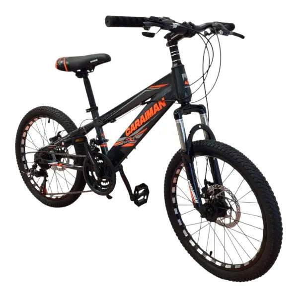 Bicicleta CARAIMAN 20MLD Nuevo Modelo, Gris Oscuro-Naranja, para 7-12 años, con Freno de Disco, 21 velocidades