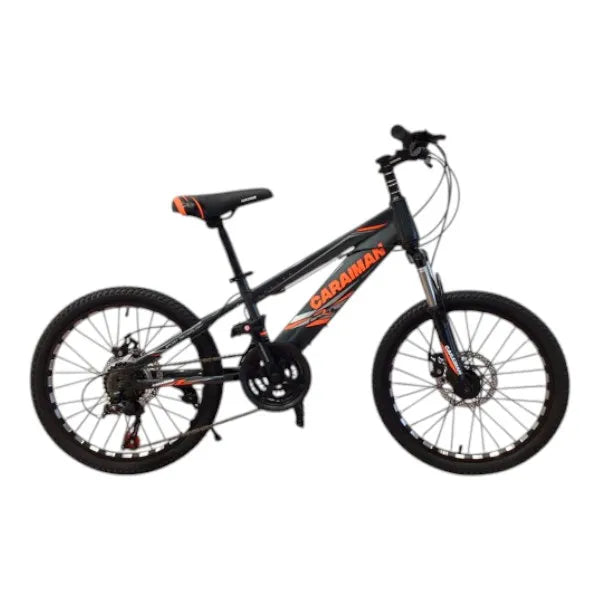 Bicicleta CARAIMAN 20MLD Nuevo Modelo, Gris Oscuro-Naranja, para 7-12 años, con Freno de Disco, 21 velocidades