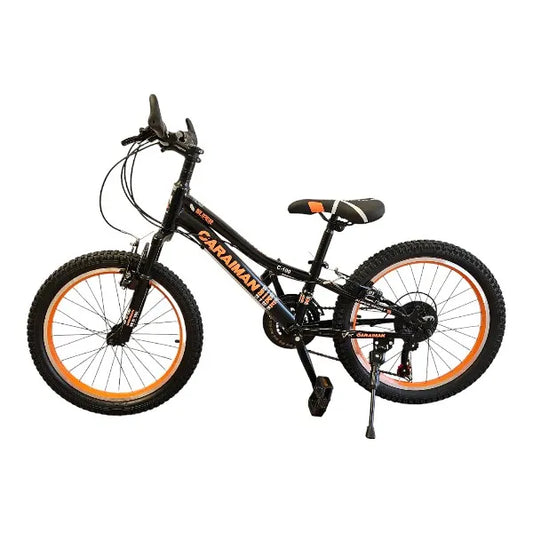 Bicicleta CARAIMAN 20MLV XJL, Negro-Naranja, Ruedas de 20 Pulgadas, De 6 a 11 años