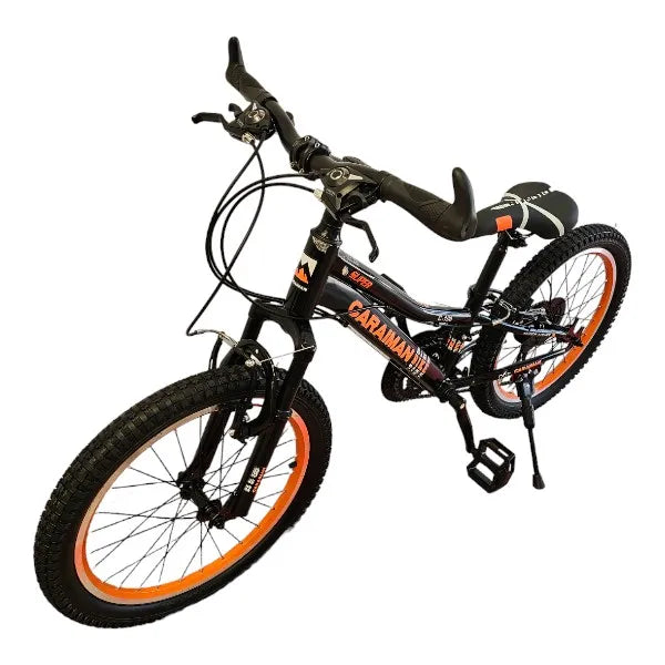 Bicicleta CARAIMAN 20MLV XJL, Negro-Naranja, Ruedas de 20 Pulgadas, De 6 a 11 años