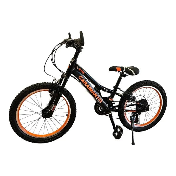 Bicicleta CARAIMAN 20MLV XJL, Negro-Naranja, Ruedas de 20 Pulgadas, De 6 a 11 años