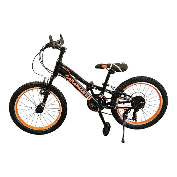 Bicicleta CARAIMAN 20MLV XJL, Negro-Naranja, Ruedas de 20 Pulgadas, De 6 a 11 años