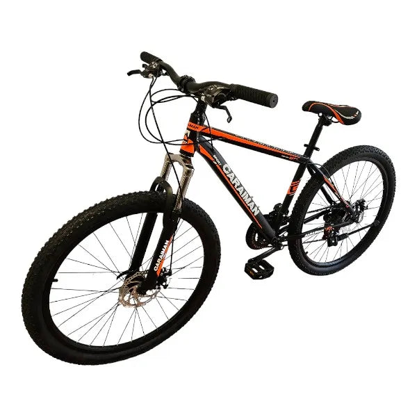 CARAIMAN Bicycle, 24MLD, Black-Orange, 24 inch, Steel Frame, Disc Brakes, 21 Shimano Speeds