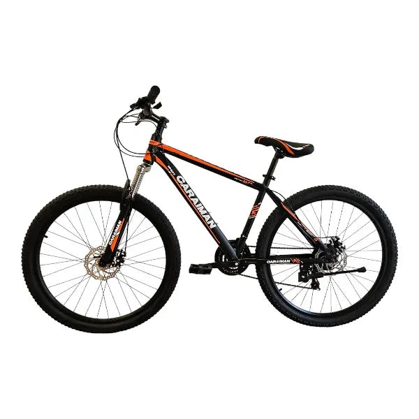 CARAIMAN Bicycle, 24MLD, Black-Orange, 24 inch, Steel Frame, Disc Brakes, 21 Shimano Speeds