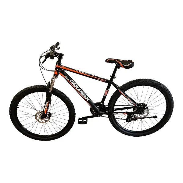 CARAIMAN Bicycle, 24MLD, Black-Orange, 24 inch, Steel Frame, Disc Brakes, 21 Shimano Speeds