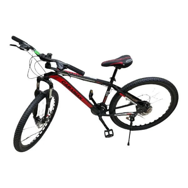 Bicicleta CARAIMAN, 24MLD, Negro-Rojo, 24 Pulgadas, Cuadro de Acero, Frenos de Disco, 21 Velocidades